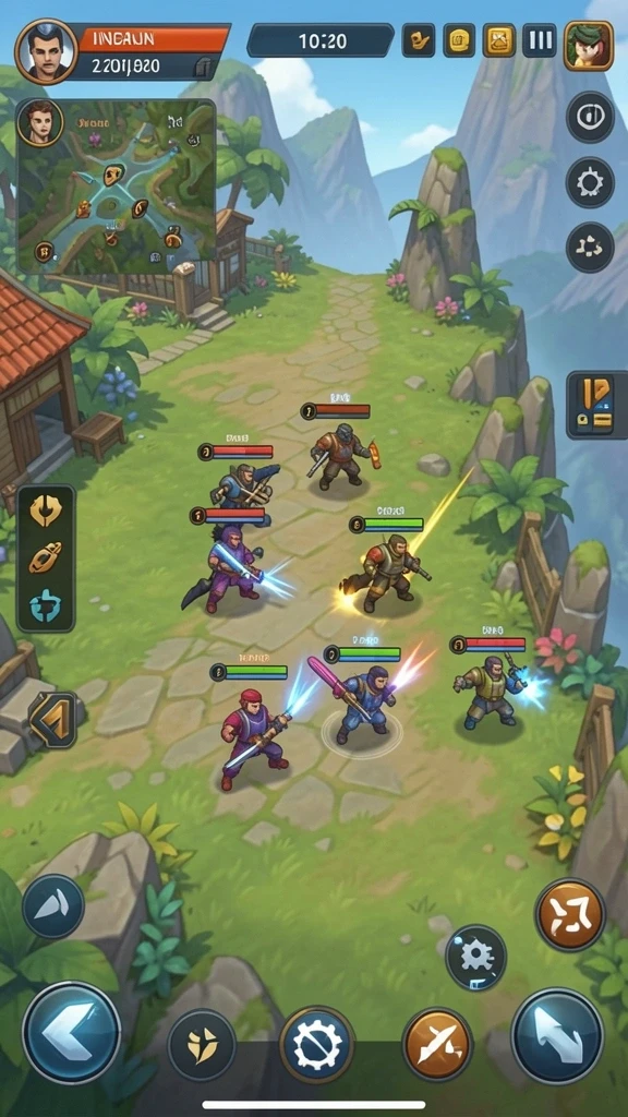 Lingkungan permainan yang penuh warna dan detail.